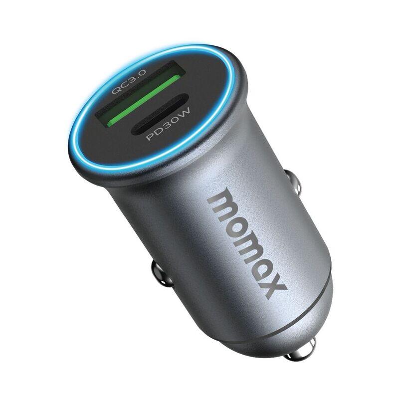 Momax Move 30W Dual Port Car Charger - Grey
