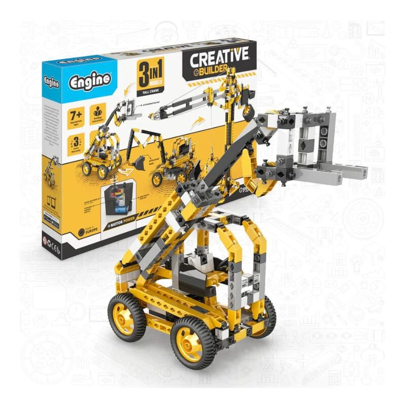 Engino Creative Builder Tall Crane Machinery Motorized Set