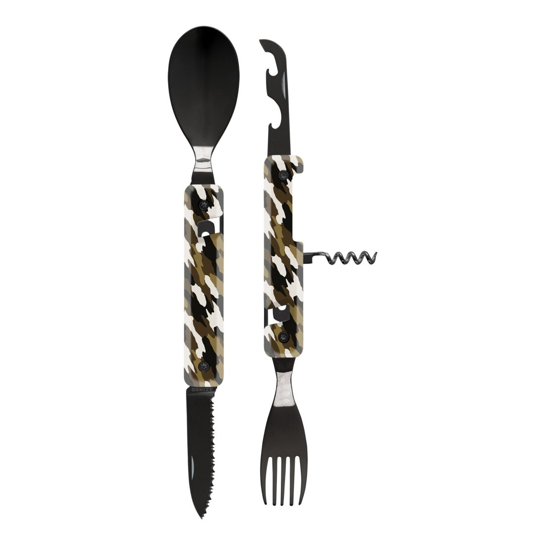 Akinod Multifunction Black Mirror Finish Cutlery 13H25 - Green Camo