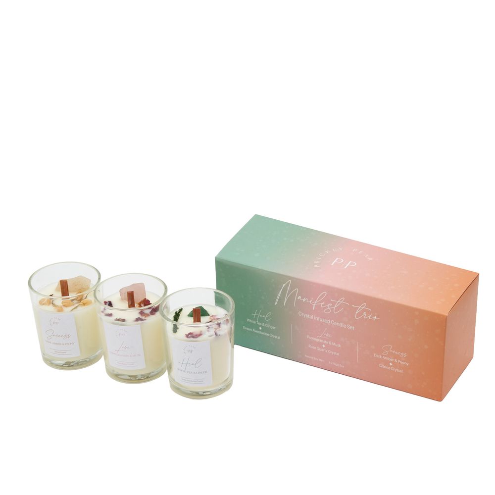 Prickly Pear Manifest Crystal Scented Candles Trio - 200G (Set of 3)