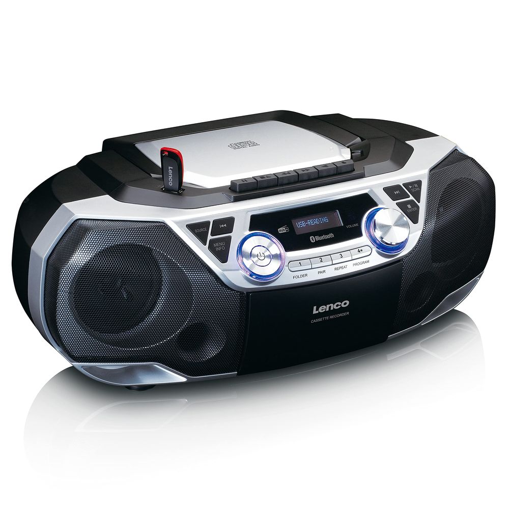 Lenco SCD-720SI Portable CD Casette USB DAB+ FM Radio Player With Bluetooth - SIlver