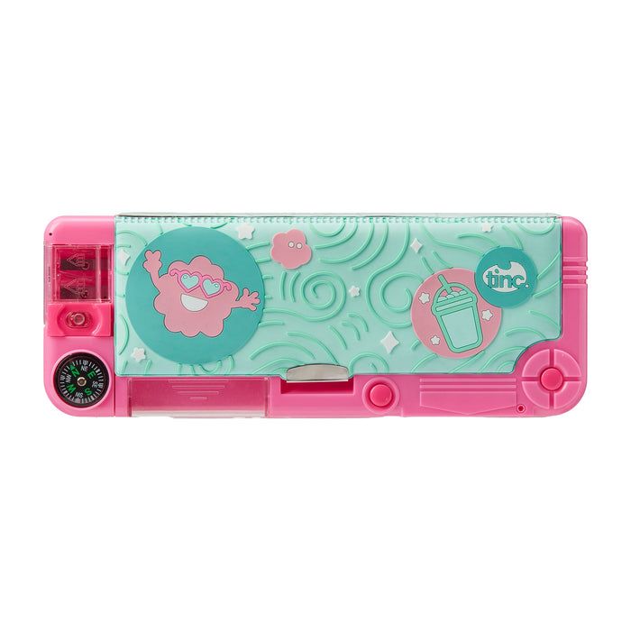 Tinc Mintee Filled Compartment Pencil Case Cyan