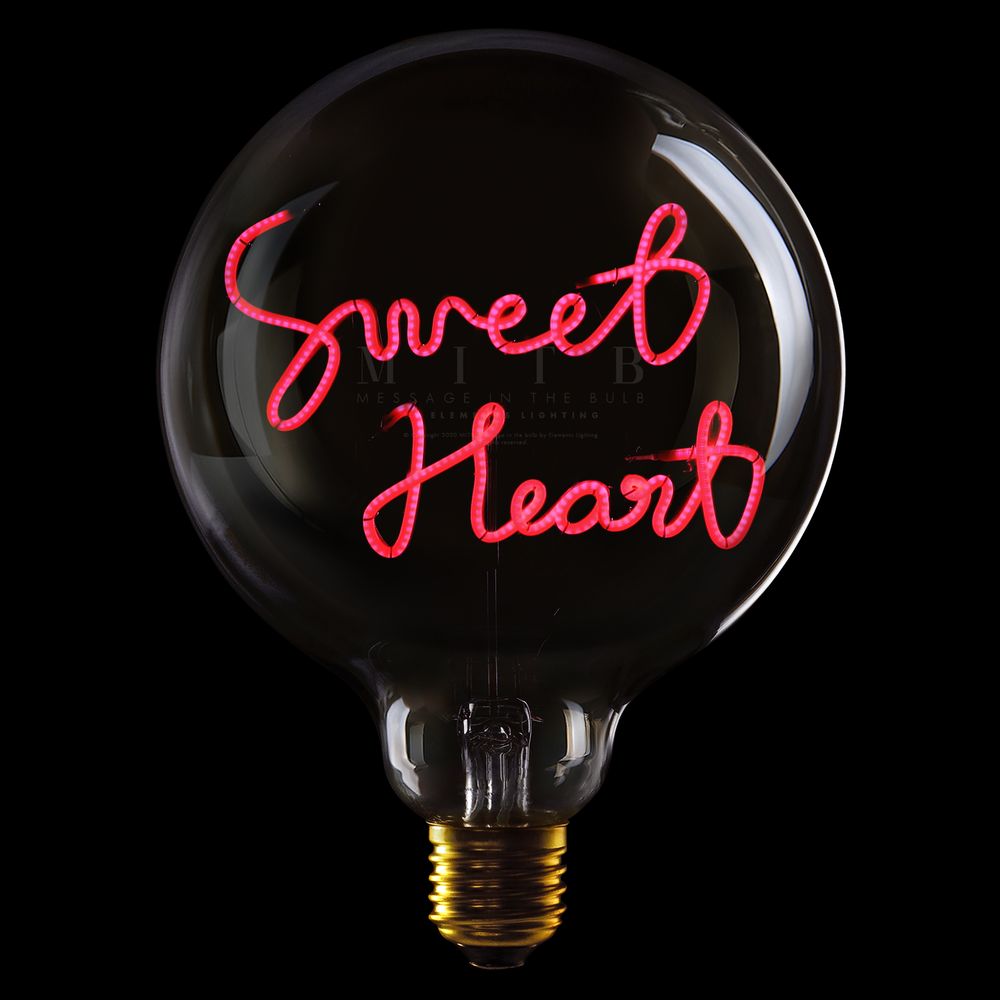Message in the Bulb 904054RX Sweet Heart LED Light Bulb (6 Volt) - Clear Glass - Red Light