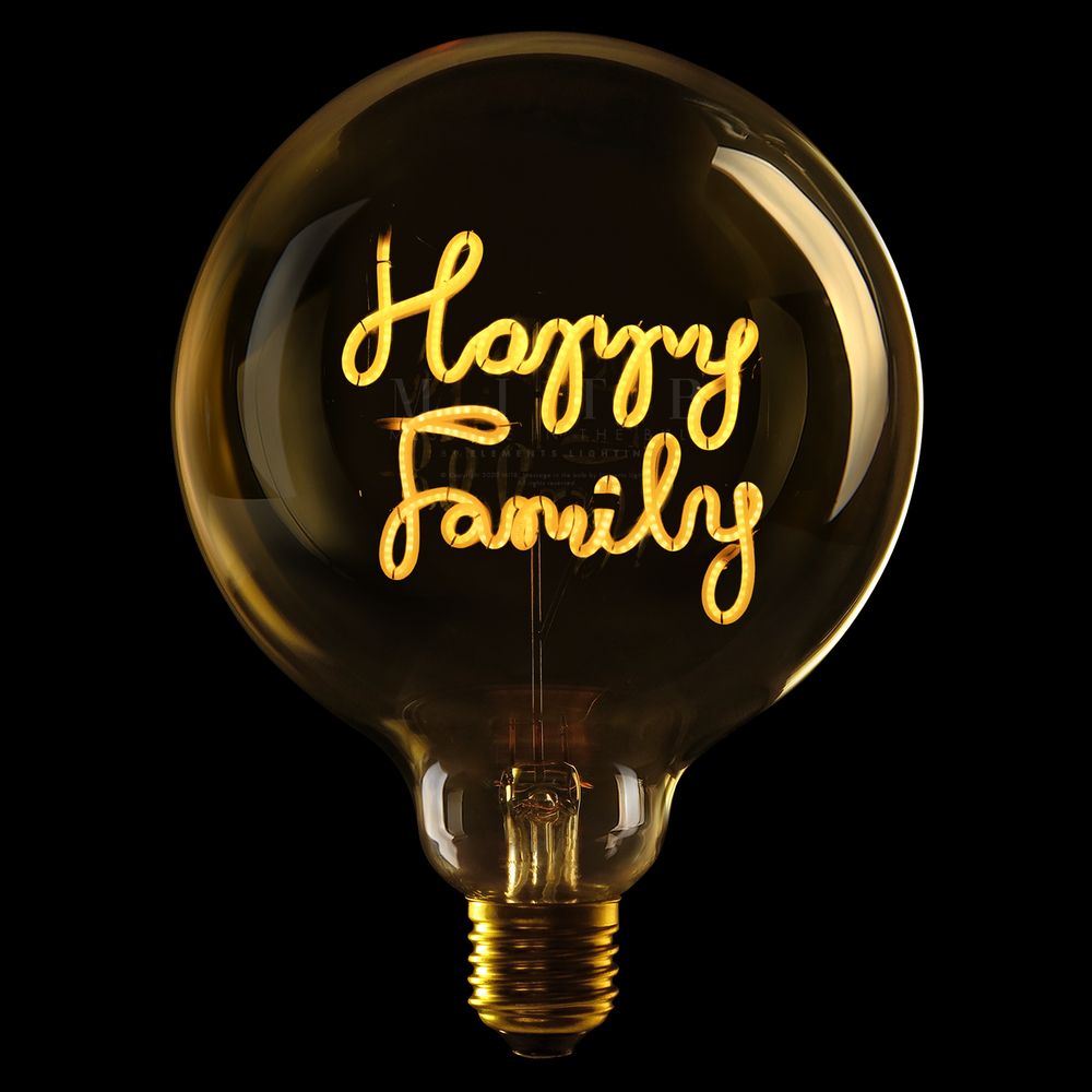 Message in the Bulb 904040X Happy Family LED Light Bulb (6 Volt) - Amber Glass - 2200K Light