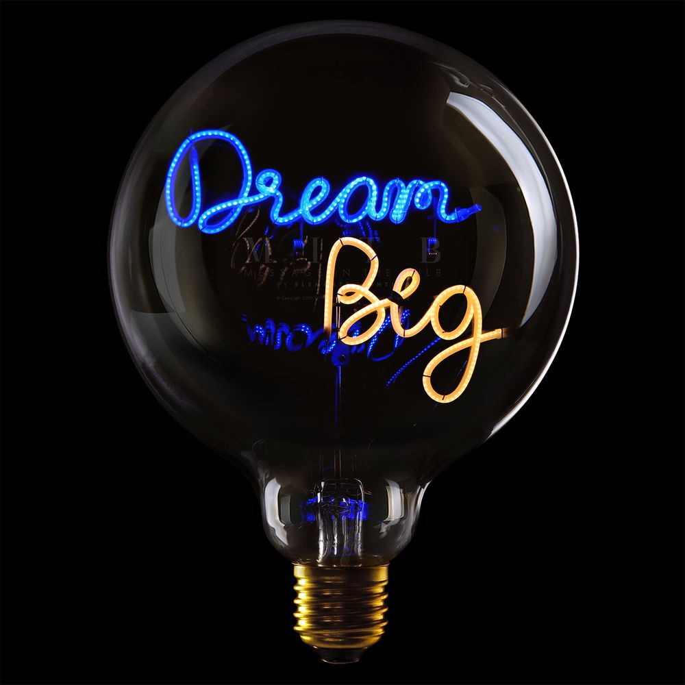 Message in the Bulb 904115Bax Dream Big LED Light Bulb (6 Volt) - Clear Glass - Blue & Amber Light