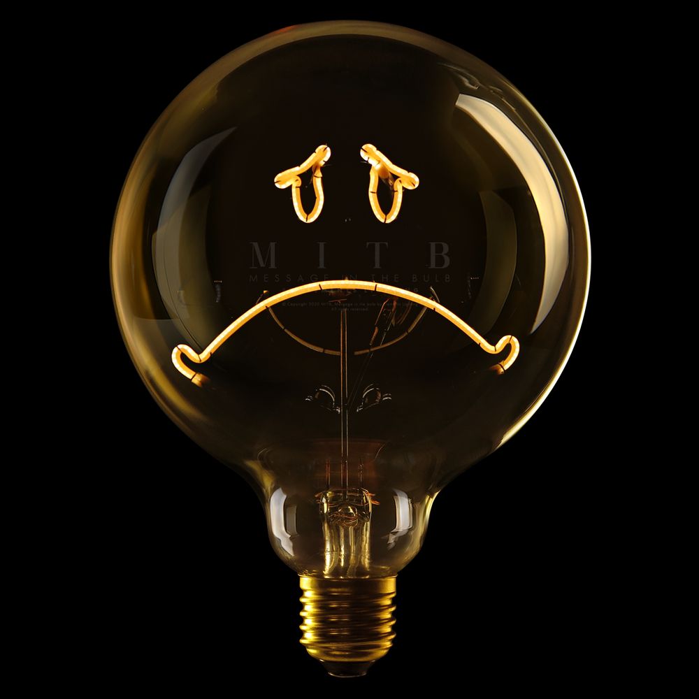 Message in the Bulb 904143X Smileyworld Sorrow LED Light Bulb (6 Volt) - Amber Glass - 2200K Light