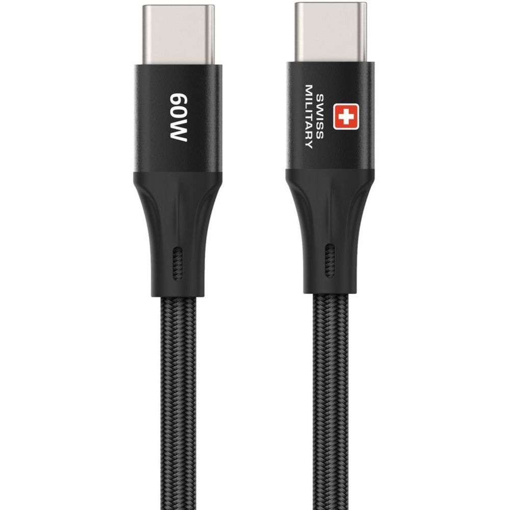 Swiss Military Type C To Type C 1.2M 60W Premium Braided Cable - Black