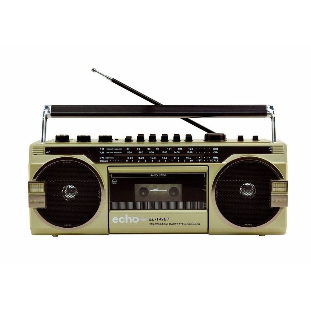 Echo Audio Retro Blast Radio Cassette Player With Bluetooth - Gold