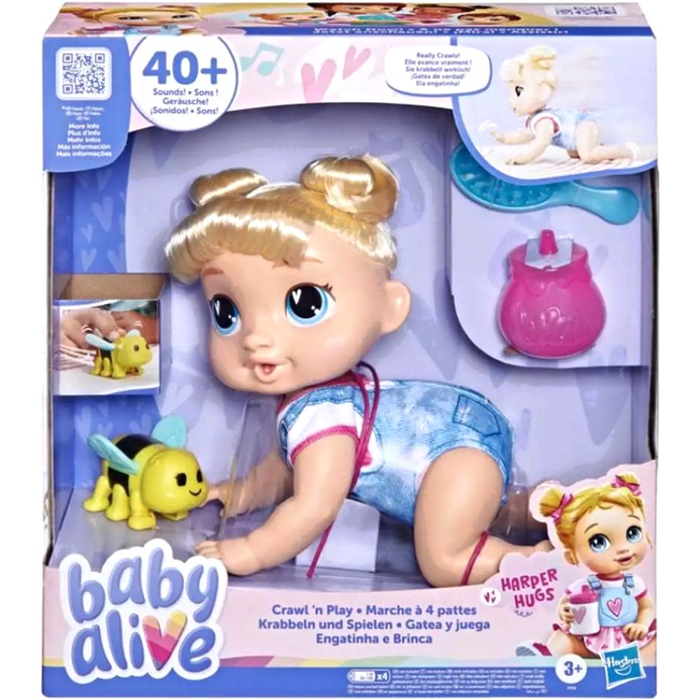 Baby Alive Crawl 'N Play Harper Hugs Electronic Crawling Baby Doll Set