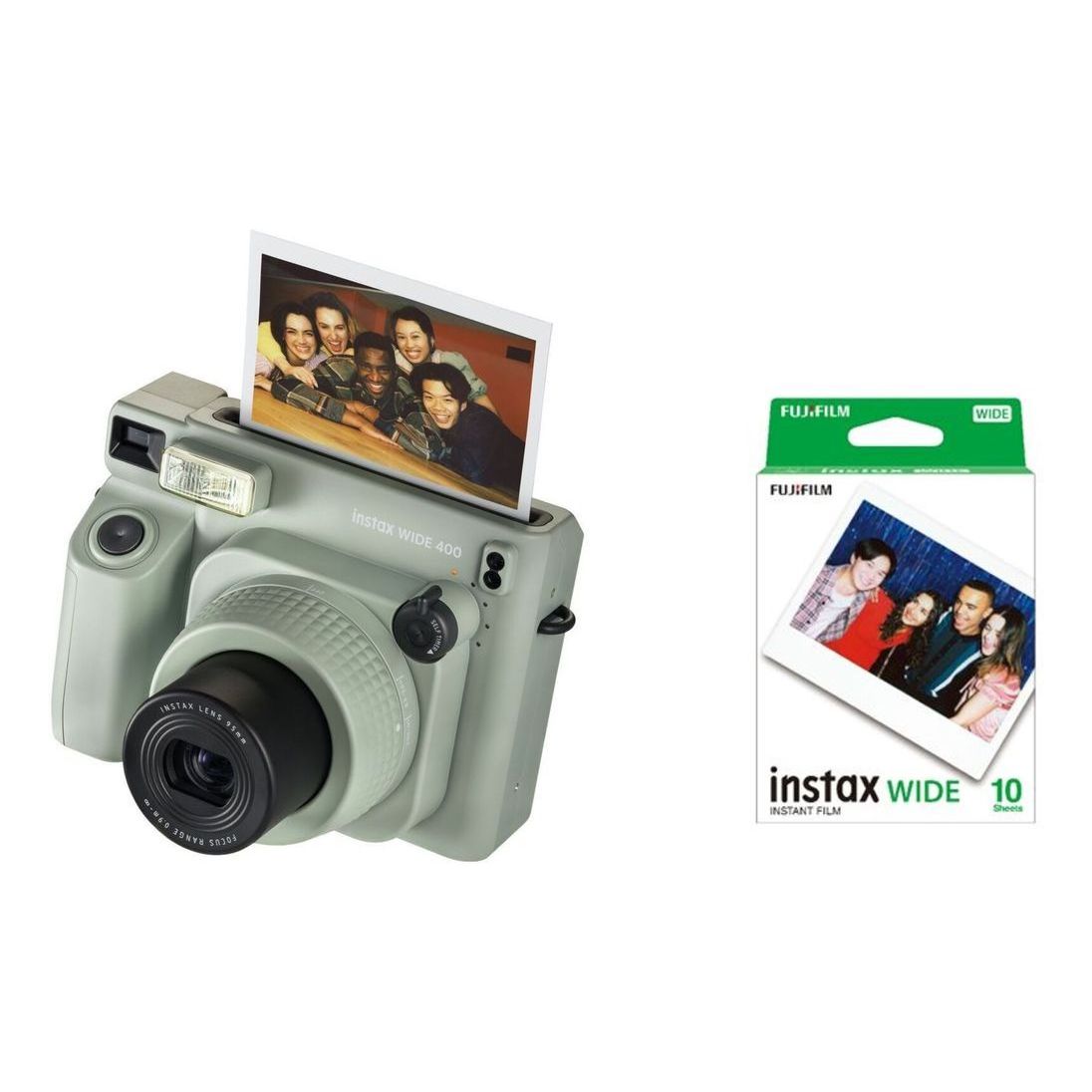 Fujifilm Instax Wide 400 Instant Film Camera - Matcha Green + Wide Fillm (Bundle)