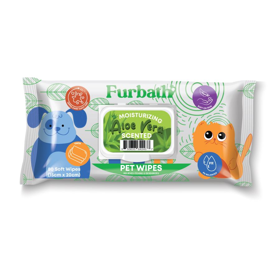 Furbath Natural Pet Wipes 80 Count- Aloe Vera