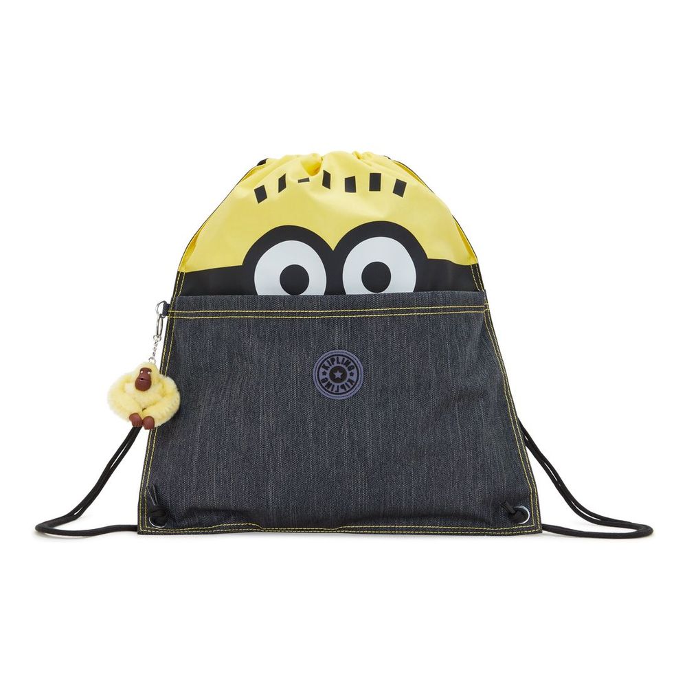 Kipling Supertaboo-Medium Backpack (With Drawstring)-Minion Jeans Bl