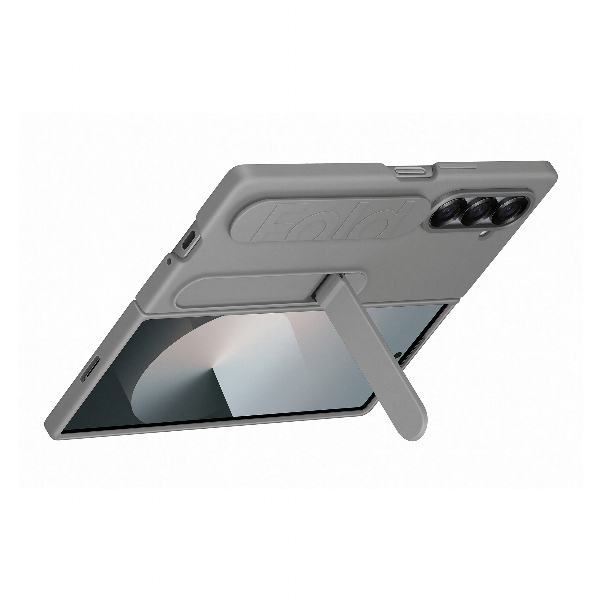 Samsung Fold6 Silicone Grip Case With Stand - Gray