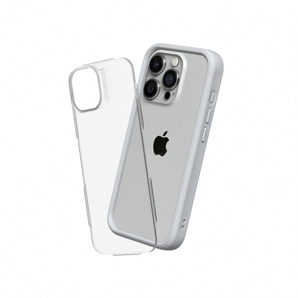 Rhinoshield Mod NX For iPhone 15 Pro (With Button/ Frame/ Clear Back Plate) - Platinum Gray