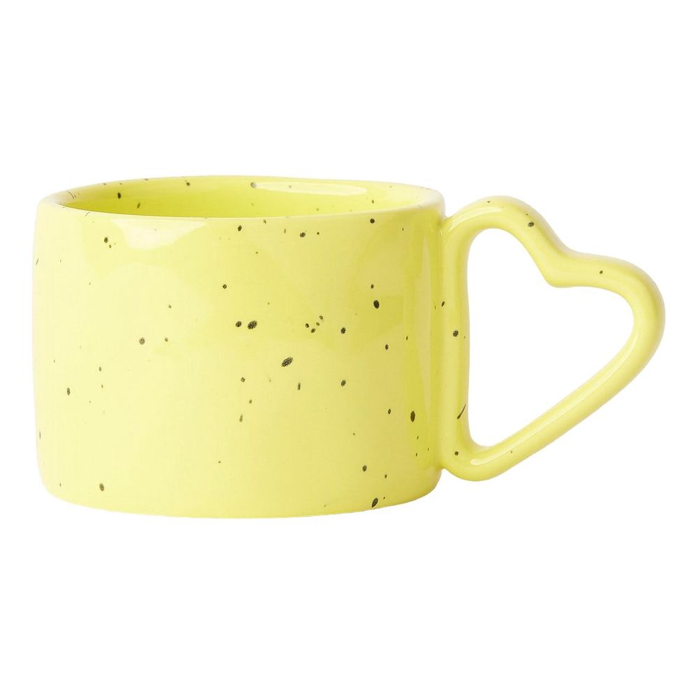 Prickly Pear Lovestruck' Speckled Mug With Heart Handle / Yellow 300 ml