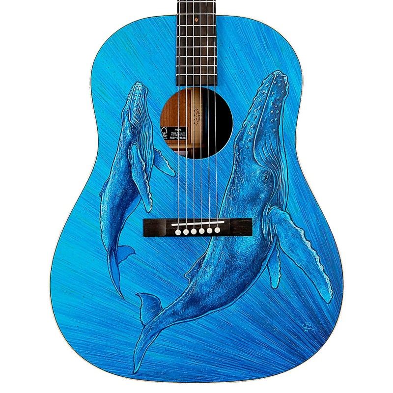 Martin DSSBIOSPHEREII Biosphere Dreadnought Acoustic Guitar - Printed Top with Whale Theme