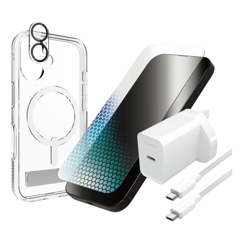 Zagg Crystal Palace Litesnap/ Glass Eliteprivacy/ Glasselite Anti Glare Camera/ Cable & Power Bundle for iPhone 16 Pro Max