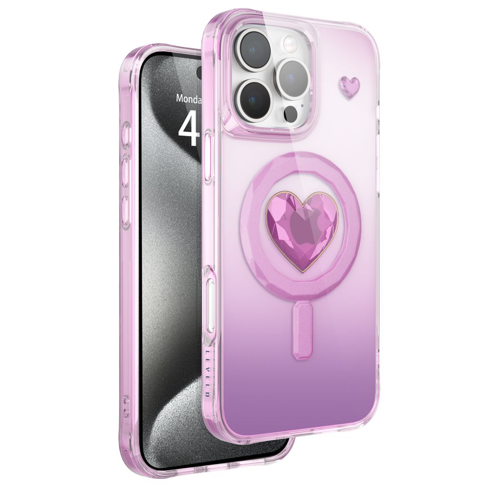 Levelo Levelo Hearts Magsafe Case For iPhone 16 Pro - Pink