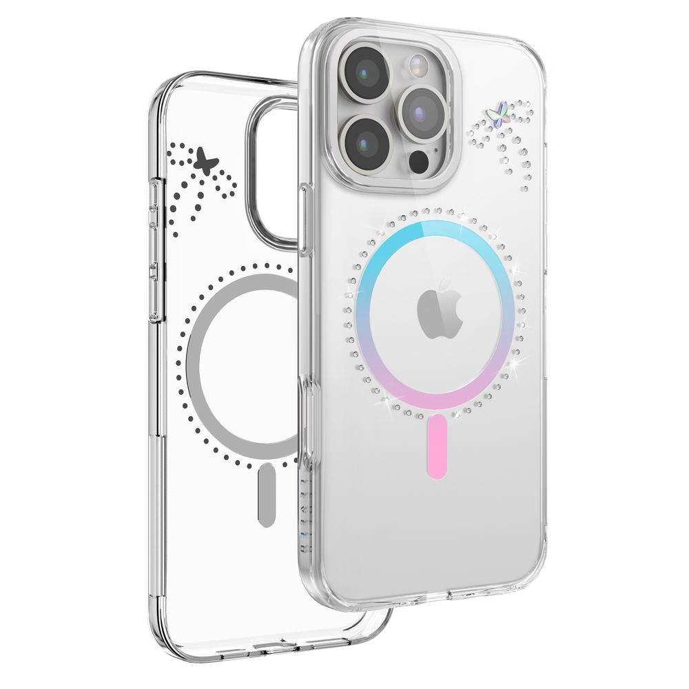 Levelo Butterfly Magsafe Case For iPhone 16 Pro Max - Transparent/Iridescen