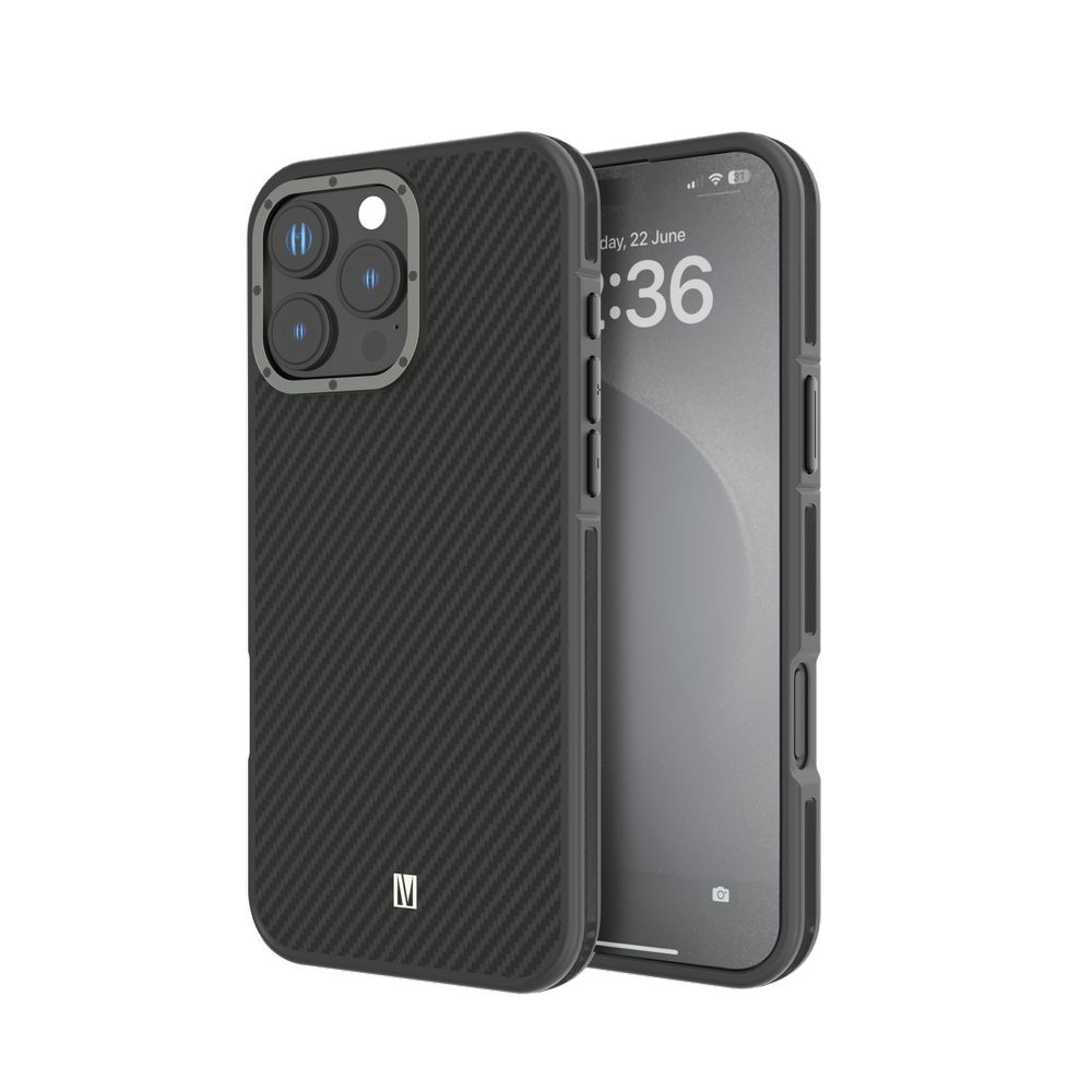 Levelo Ox Carbon Case For iPhone 16 Pro Max For iPhone 16 Pro - Black