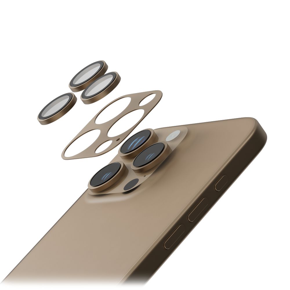 Levelo Trio Pro Camera Lens Protector For iPhone 16 Pro/Pro Max - Desert Rose - Gold