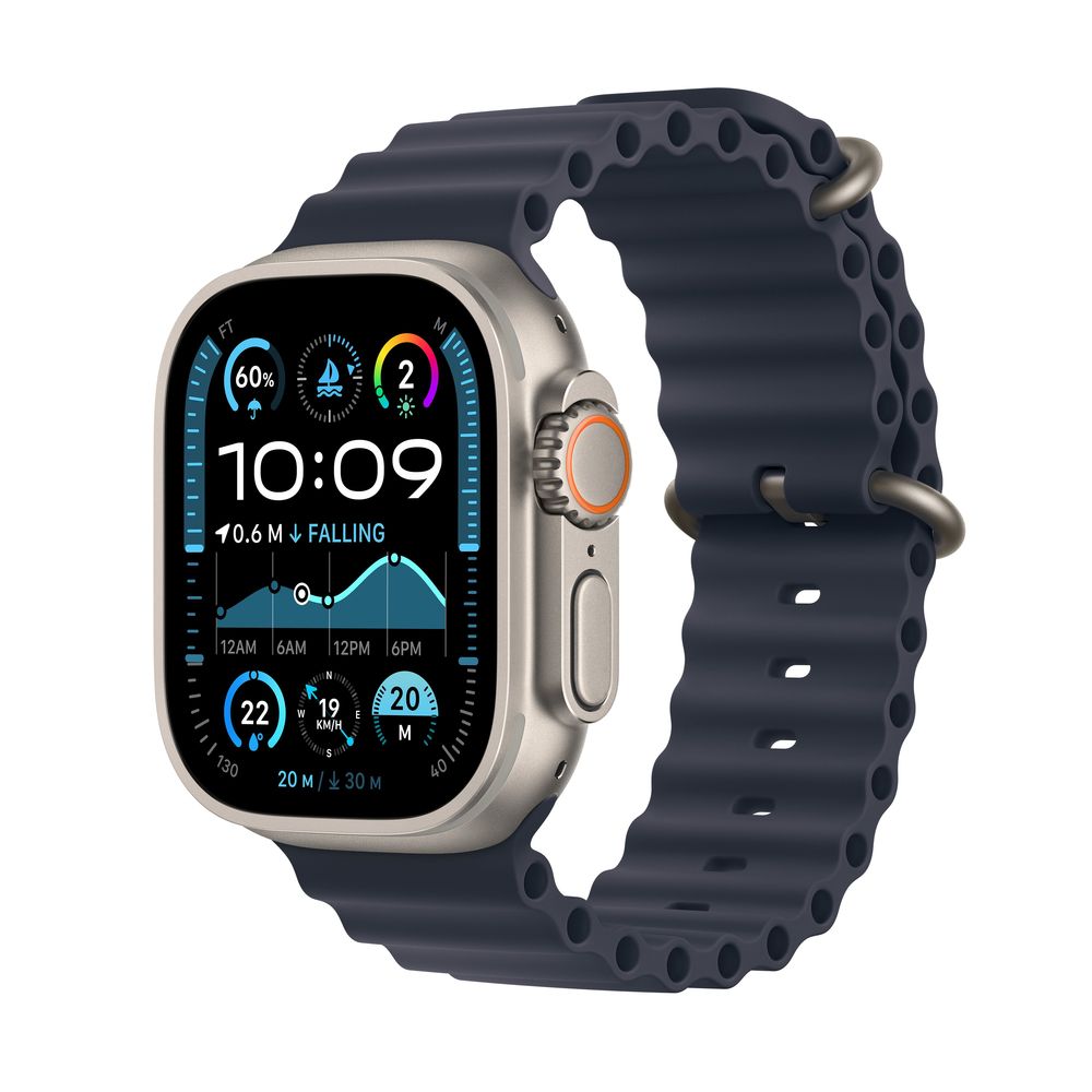 Apple Watch Ultra 2 (2024) GPS + Cellular 49mm Natural Titanium Case with Navy Ocean Band