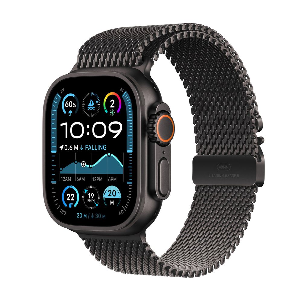 Apple Watch Ultra 2 (2024) GPS + Cellular 49mm Black Titanium Case with Black Titanium Milanese Loop - M