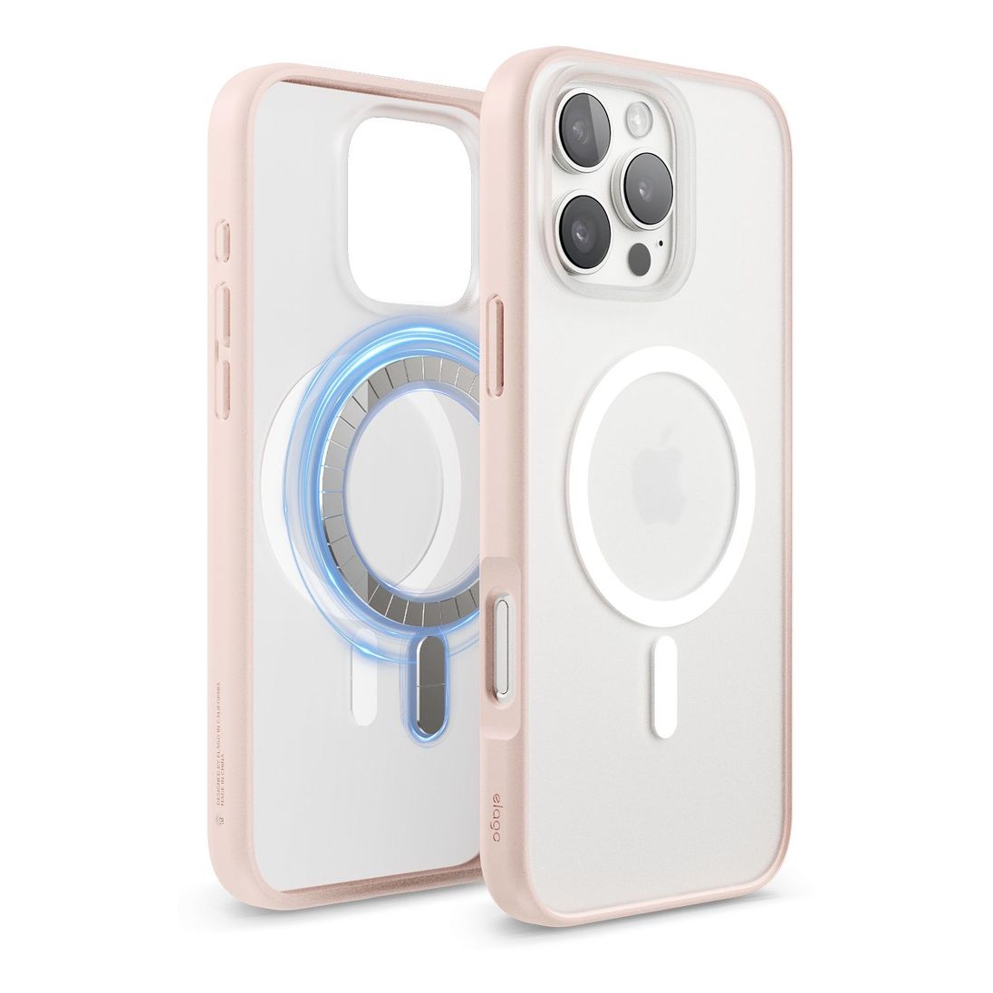 Elago Magnetic Hybrid case for iPhone 16 Pro Max - Soft Feeling Clear / Lovely Pink