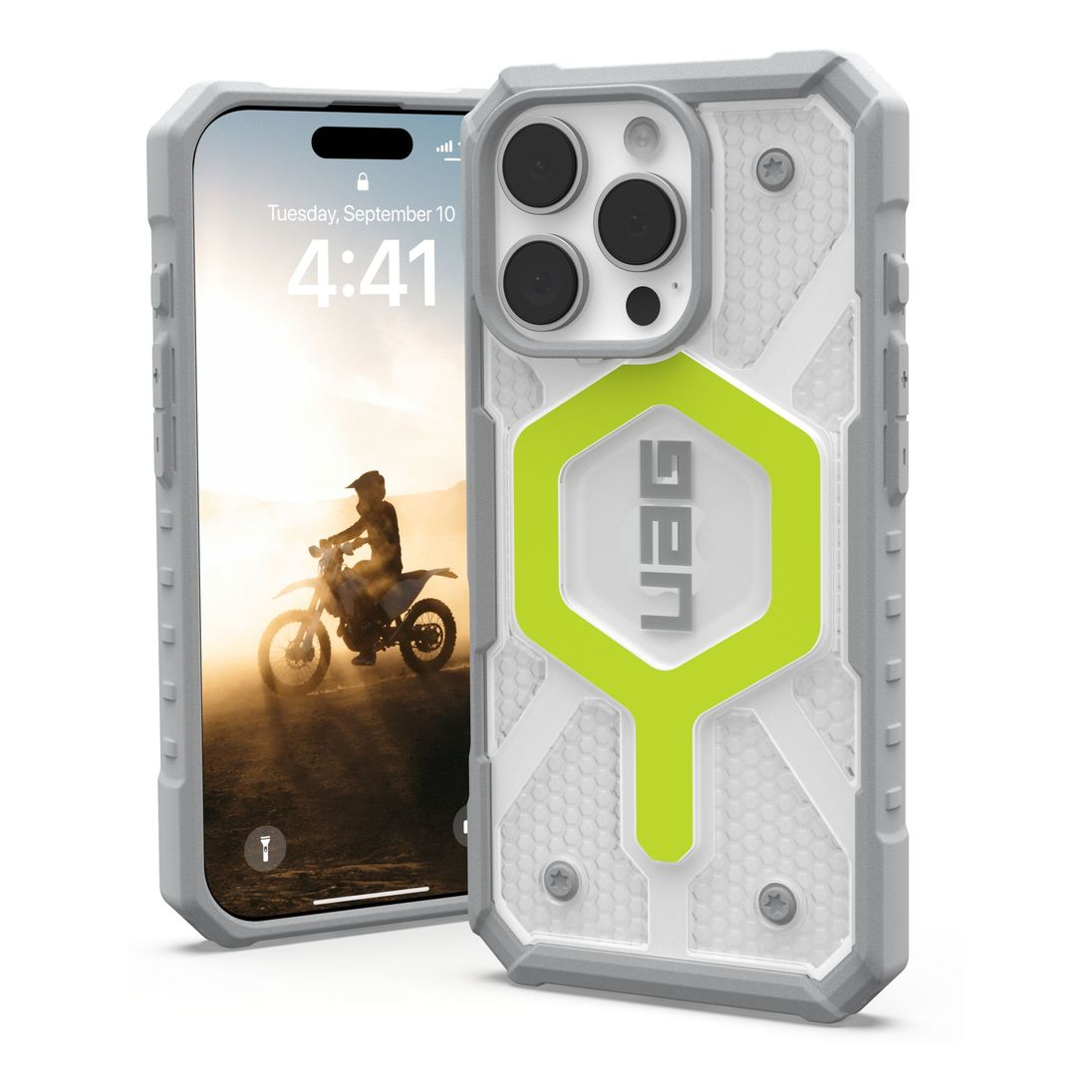 UAG Pathfinder Clear MagSafe Case for iPhone 16 Pro - Active Neon