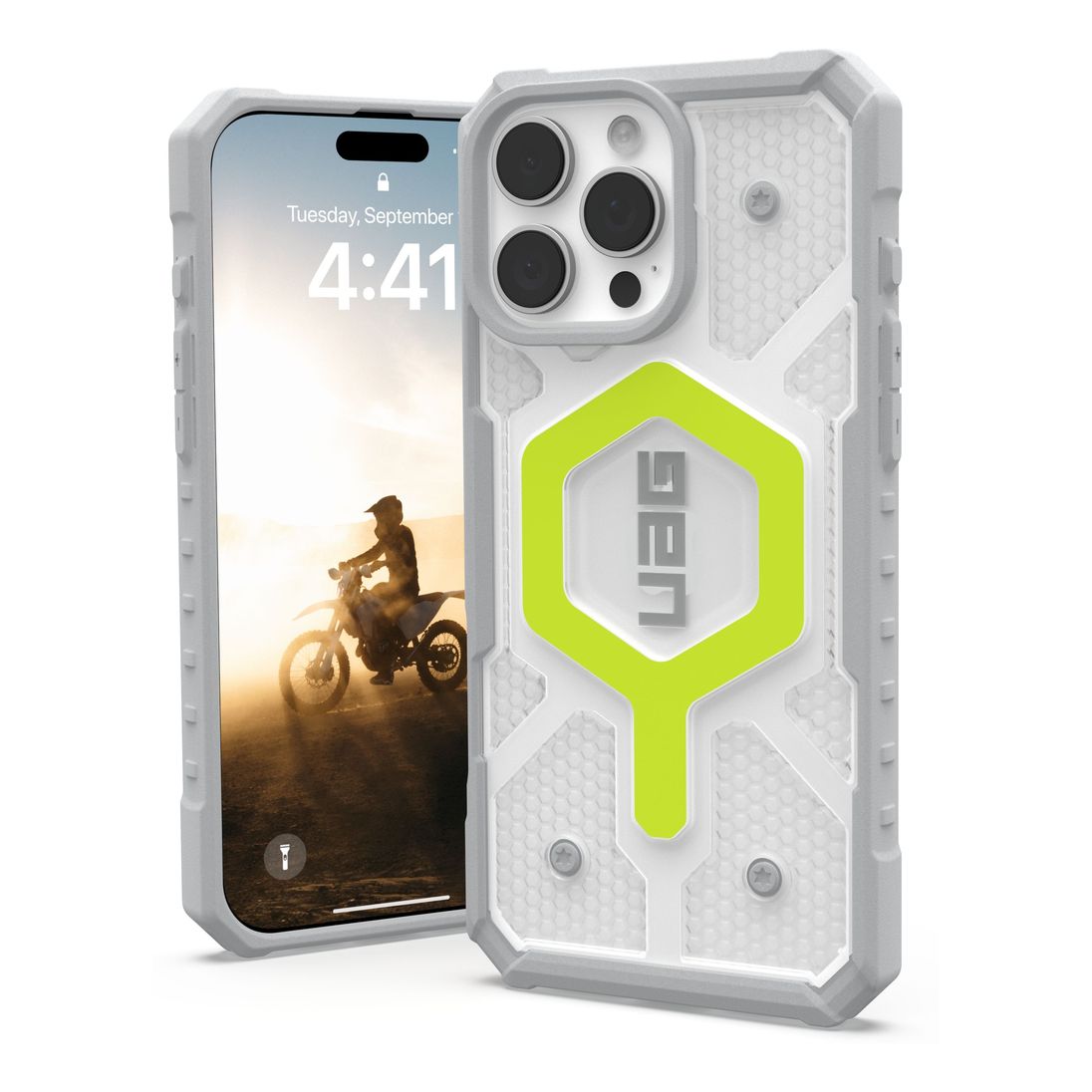 UAG Pathfinder Clear MagSafe Case for iPhone 16 Pro Max - Active Neon