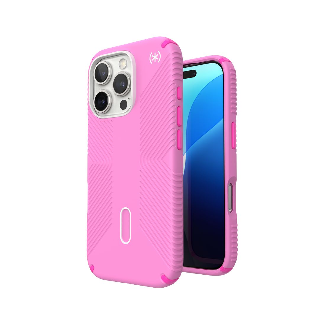 Speck iPhone 16 Pro Presidio2 Grip Case With MagSafe And ClickClock - True Pink/Shocking Pink