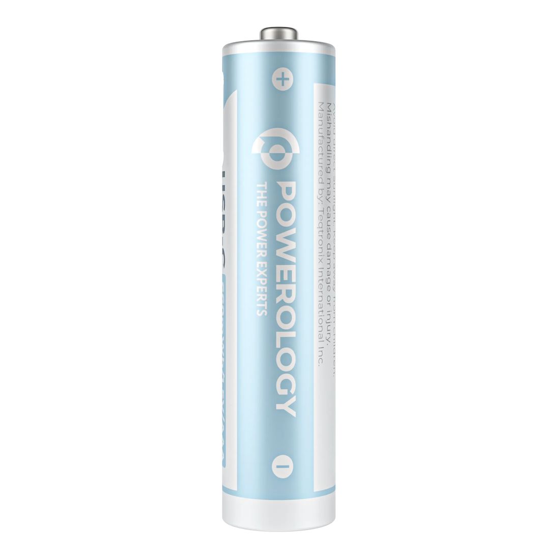 Powerology 1.5V Type-C Rechargeable Lithium-Ion Battery AAA Battery 660mwh 4Pcs Per Pack