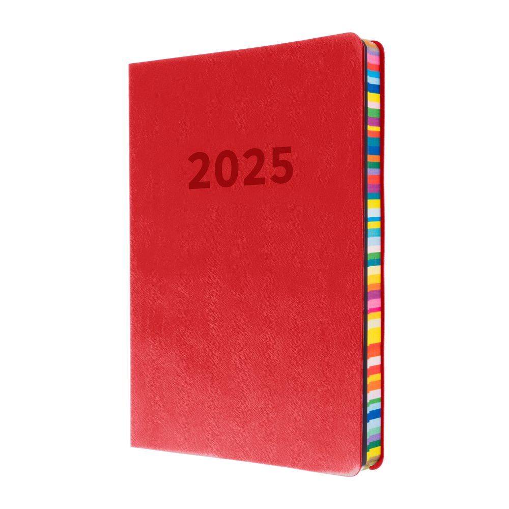 Collins Debden Edge Rainbow 2025 A5 Diary Week To View Planner - Red