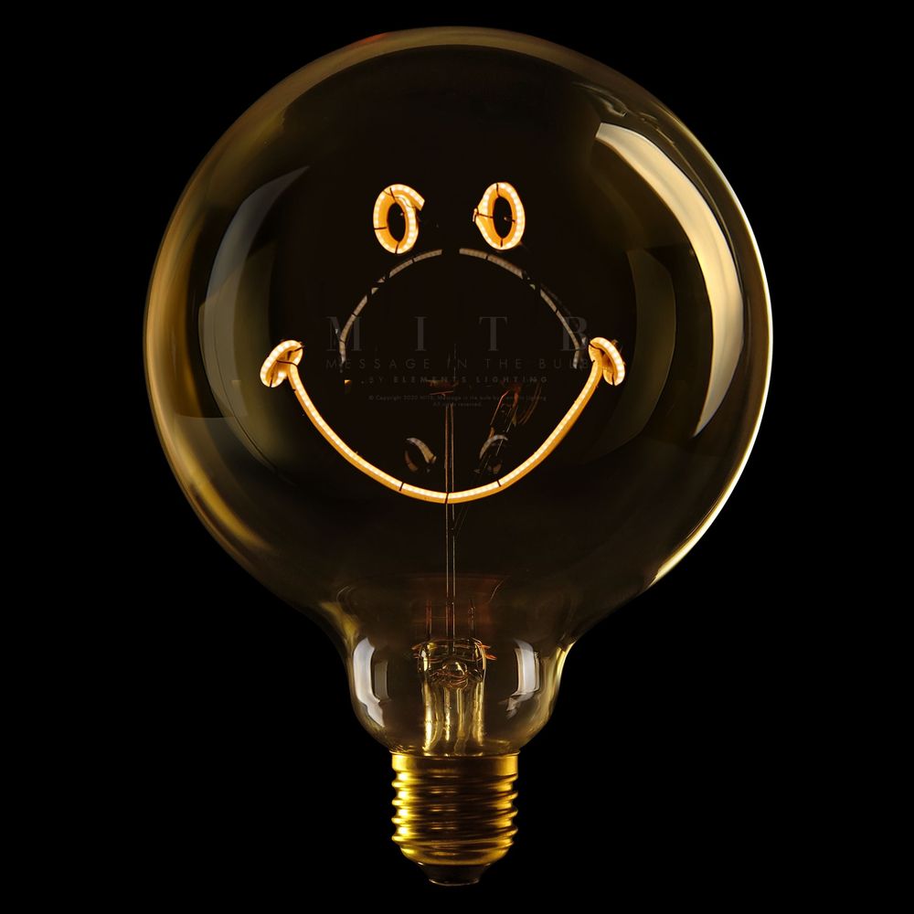 Message in the Bulb - Smiley - Amber Glass/2200K LED Light Bulb (6 Volt)