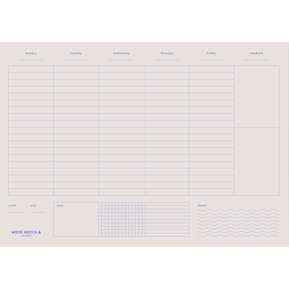 The Completist Office Weekly Planner - Desk Organizer - Grey/Blue