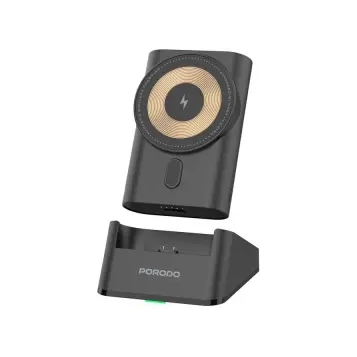 Porodo 40W Portable Transparent 3-In-1 Magsafe Wireless Charging Power Bank 5200mAh