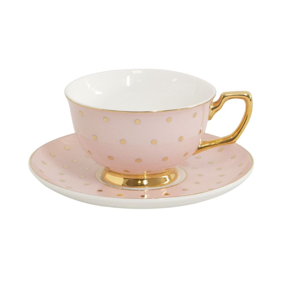 Cristina Re Coffee Cup & Saucer Polka Blush & Gold