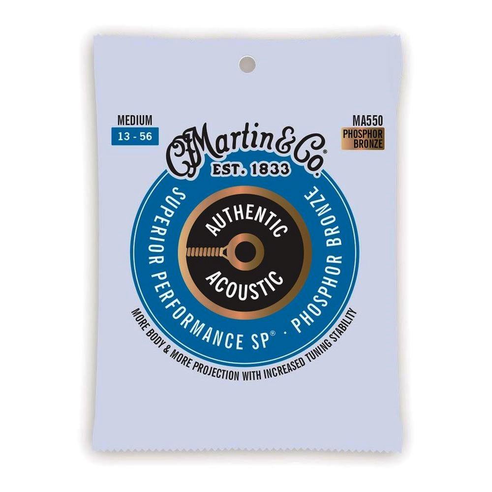 Martin Acoustic Guitar Strings Set Superior Performance SP - 92/8 Phosphor Medium - 013 -.056 - MA550