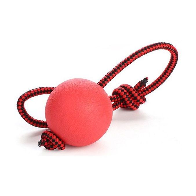 Nutrapet Rubz! Dog Toy Rubber Ball with Rope Medium (Includes 1)