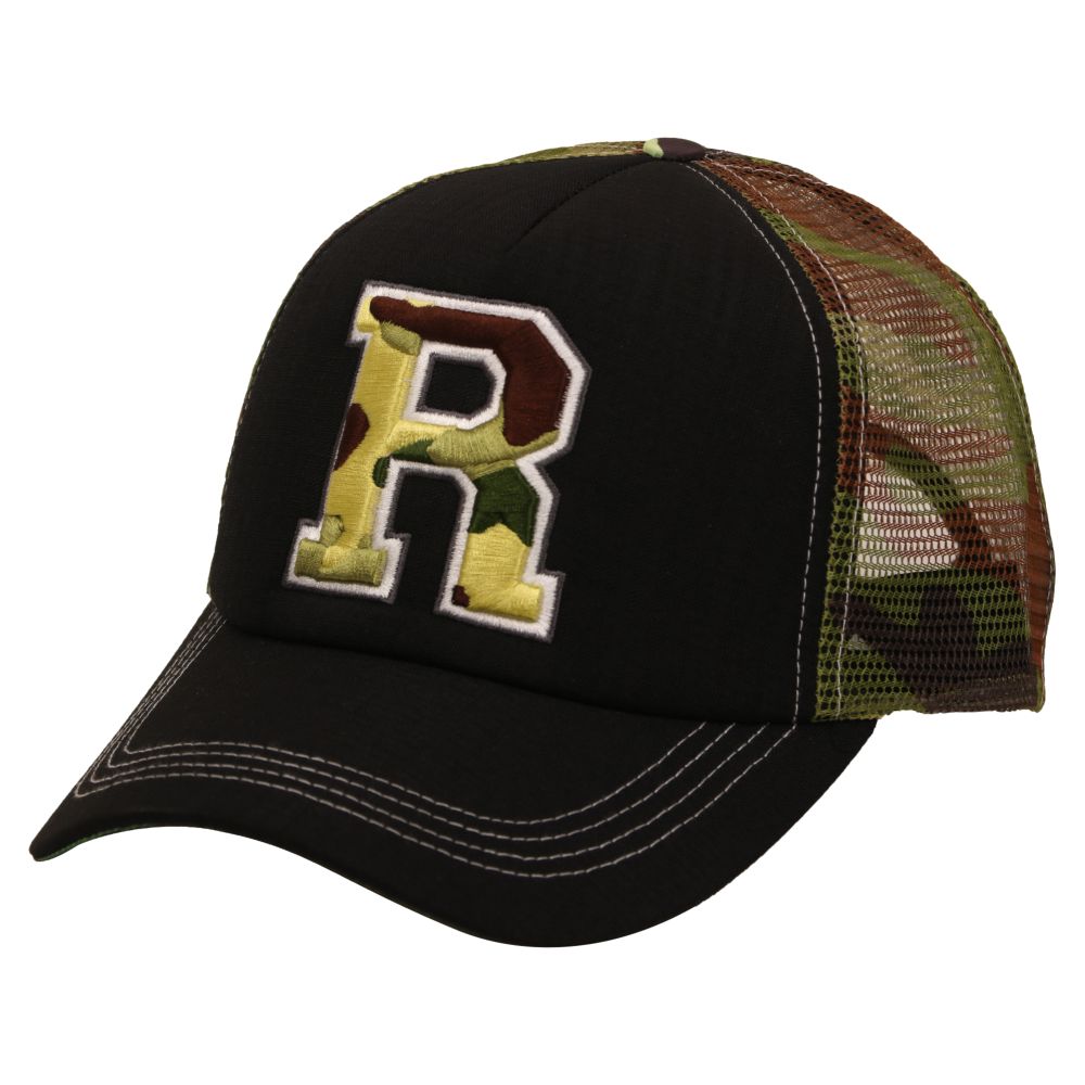 B180 Letter R Unisex Trucker Cap Camoufladge