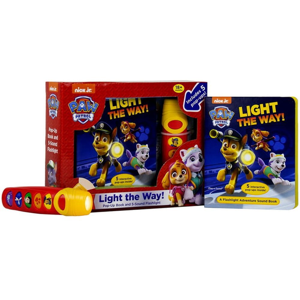 Nickelodeon PAW Patrol: Light the Way! Play-a-Sound Book and 5-Sound Flashlight | PI Kids