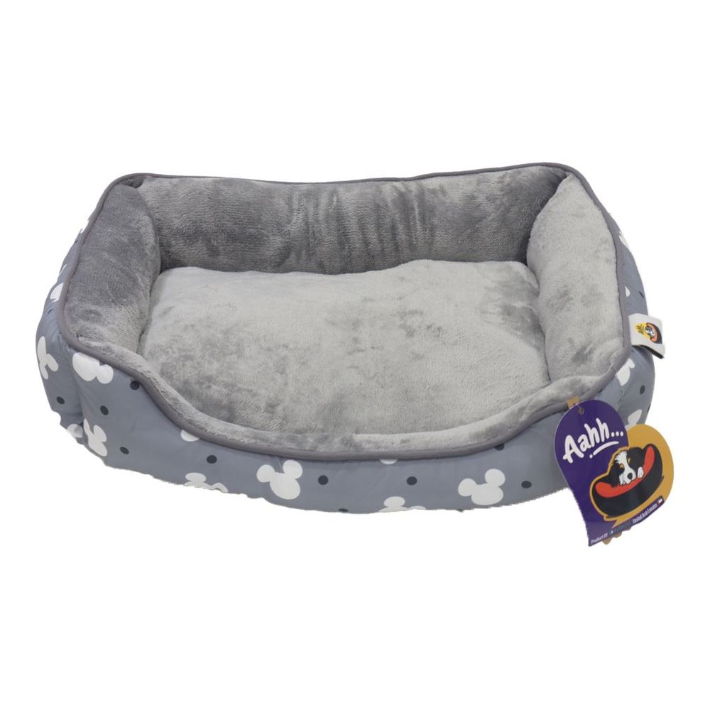 Nutrapet Aahh Dog Bed Squarey L46 x W36 x H42 cm Flannel Grey Mr Mickey