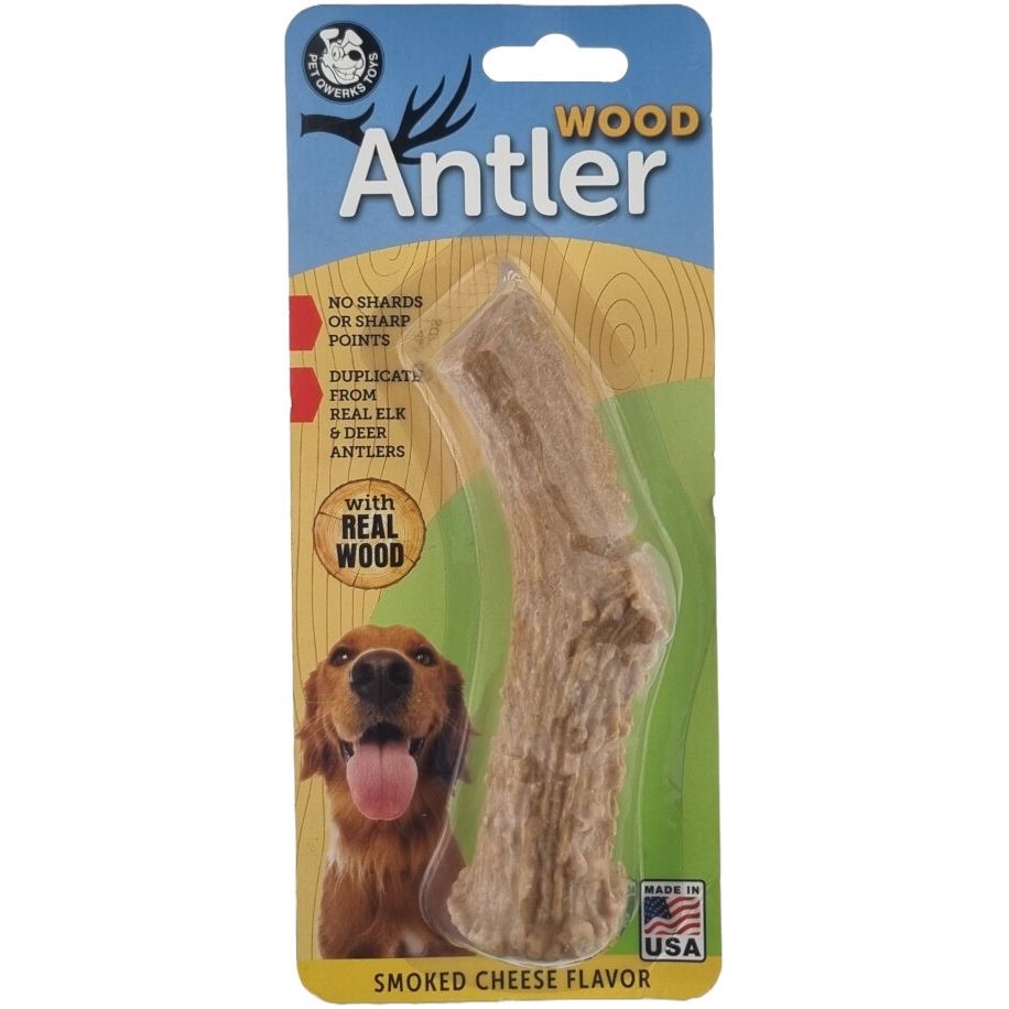 Pet Qwerks Real Wood Antler - with Smoked Cheese Flavor