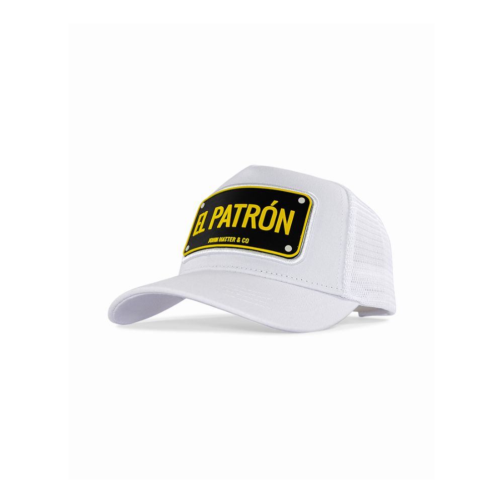 John Hatter El Patron White Rubber Patch Cap Unisex Cap White