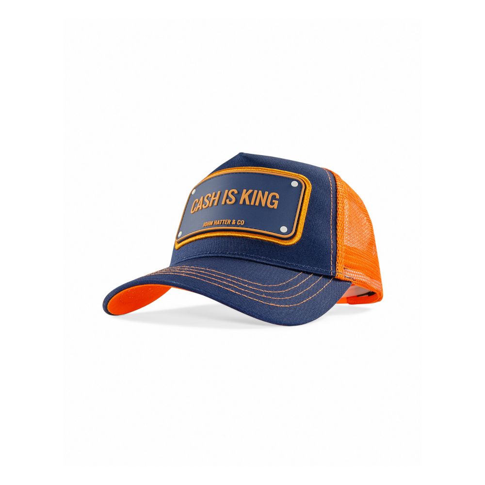 John Hatter Cash Is King Rubber Patch Cap Unisex Cap Orange And Navy