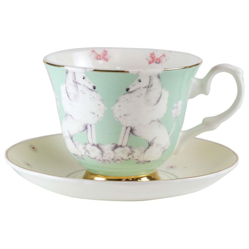 Yvonne Ellen Cup & Saucer Poodle/Sausage Dog (Set of 2)