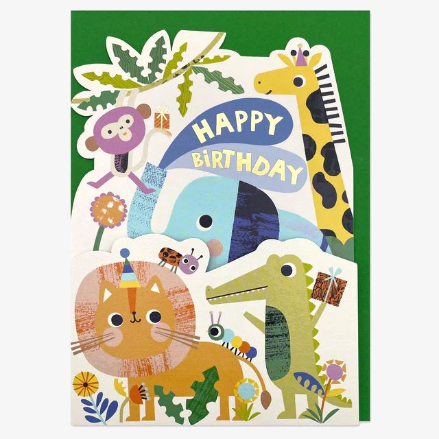 Raspberry Blossom Happy Birthday - Jungle Greeting Card (18.4 x 13.3cm)