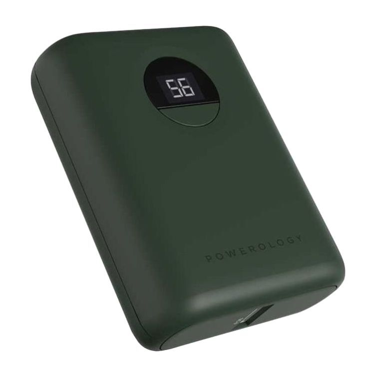 Powerology 10000mAh 18W PD & Qc3.0 USB-A/USB-C Power Bank Green