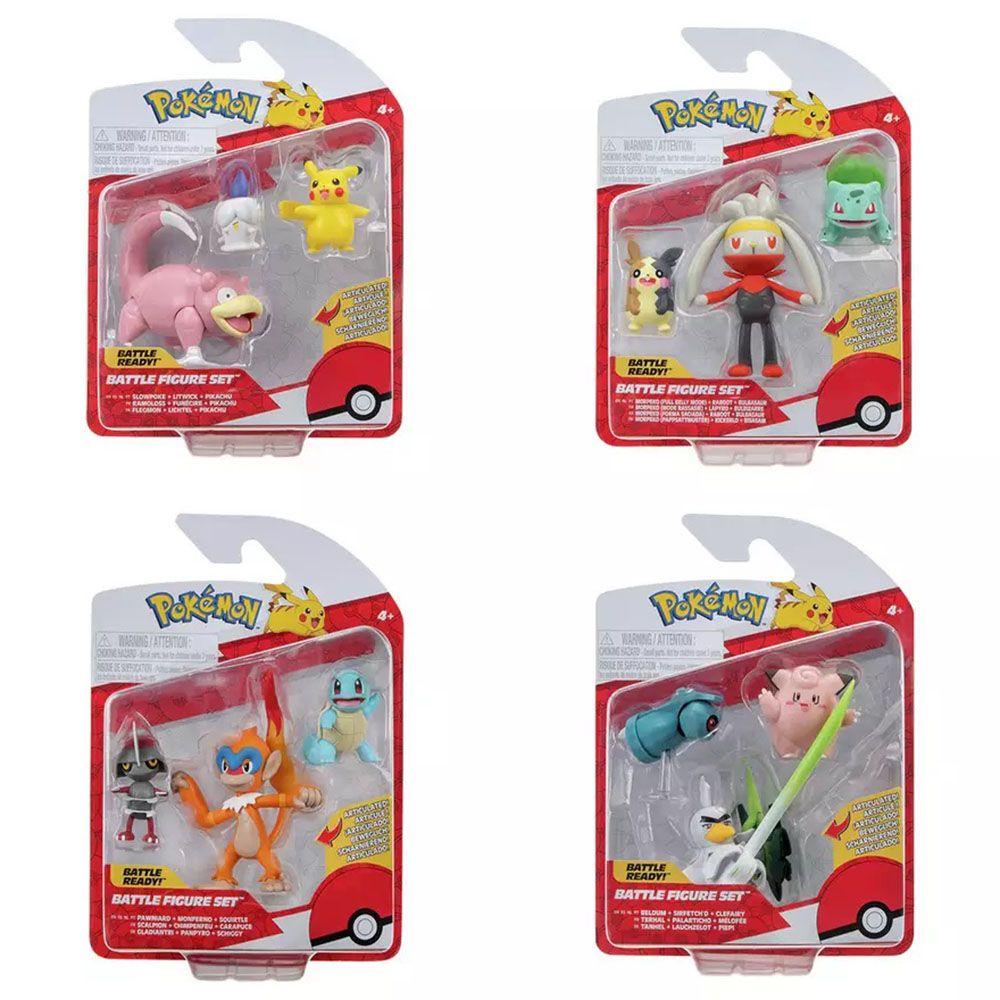 Jazwares Pokemon Battle Readt Battle Pack of 3 Figures Assorted