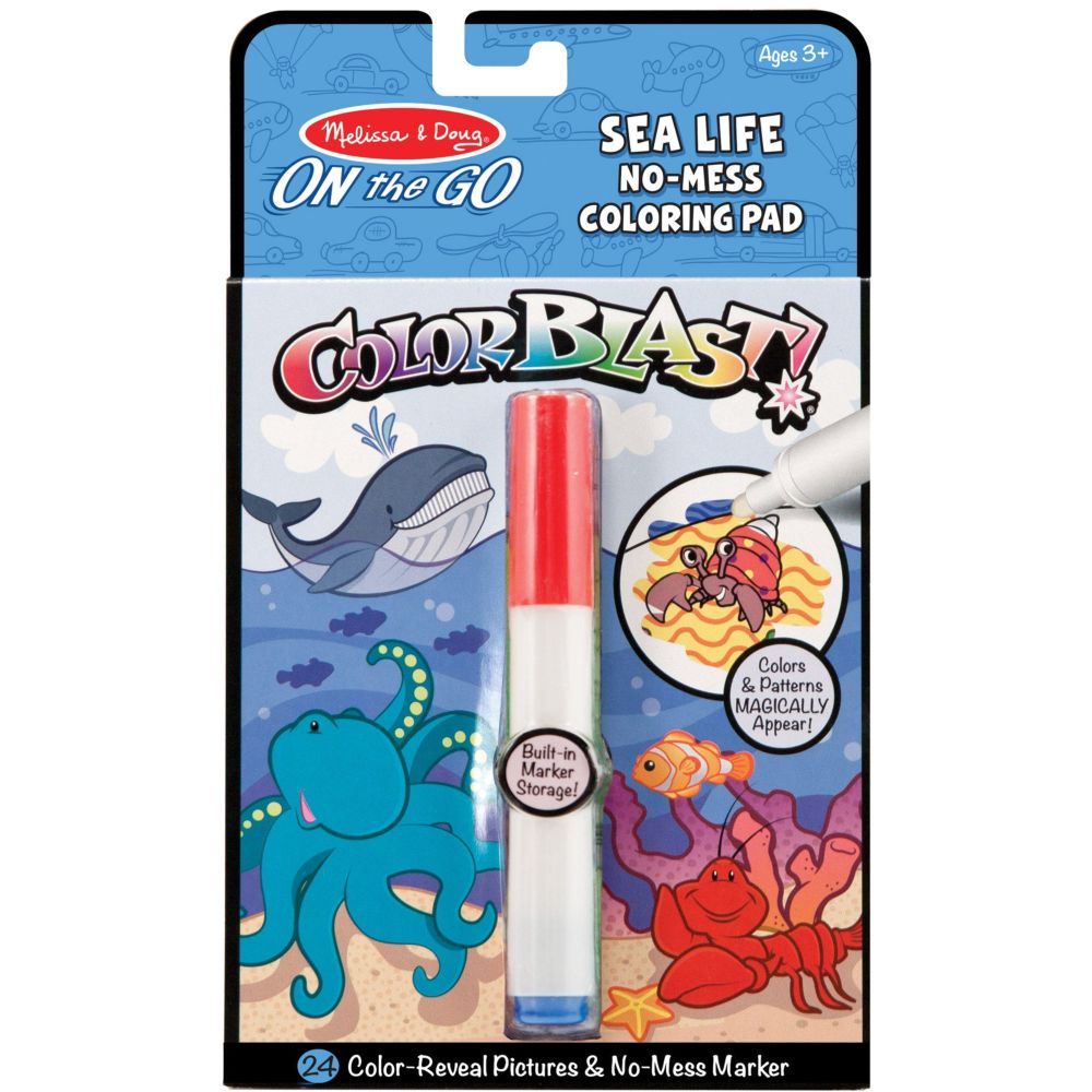 Melissa & Doug On The Go Color Blast Coloring Pad - Sea Life (24 Pages)